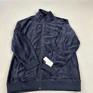 Vintage Chaps Ralph Lauren Jacket Men Large Blue Full Zip Knit Velour L Y2K